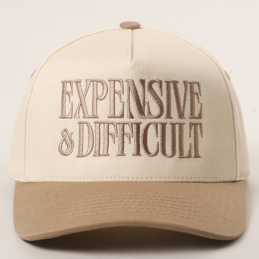 EXPENSIVE and DIFFICULT Embroidered Trucker Hat: BEIGE / One Size