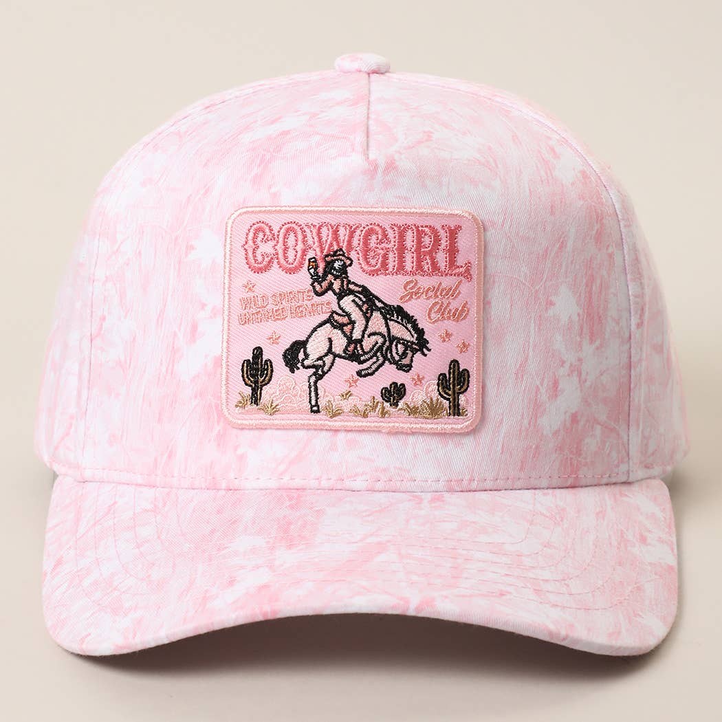 COWGIRL Embroidered Patch Nature Camo Trucker Hat: PINK CAMO-P26 / ONE SIZE