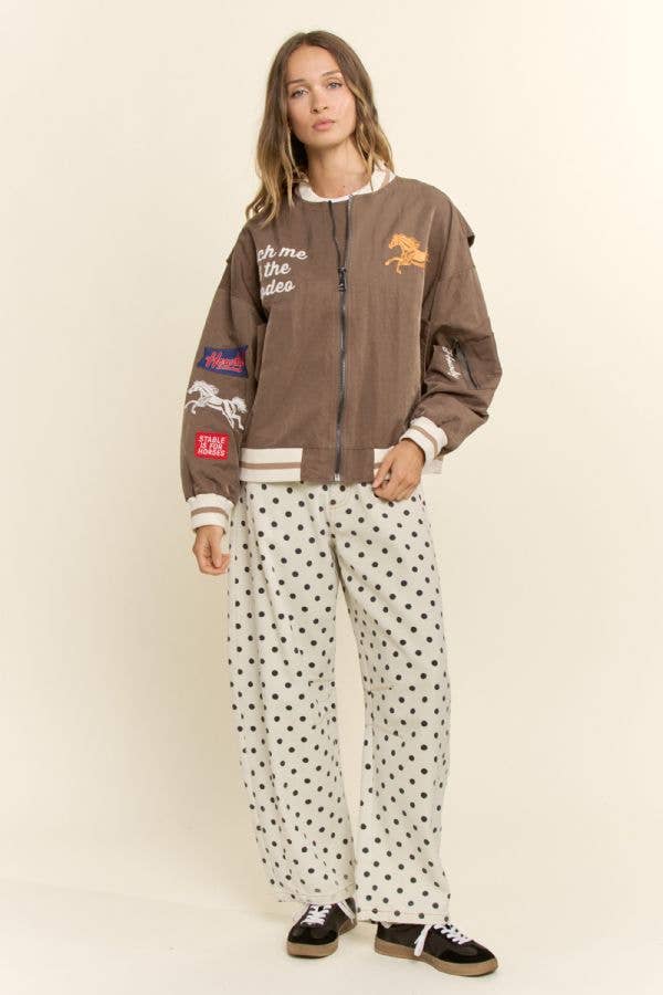Retro Rodeo Embroidered Bomber Jacket