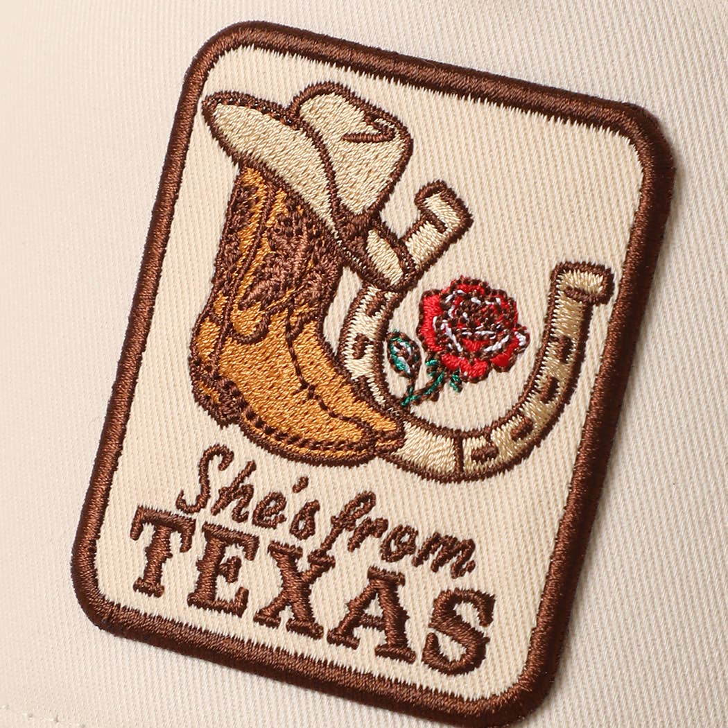 SHE'S FROM TEXAS Embroidered Leopard Brim Trucker Hat: LEOPARD / ONE SIZE