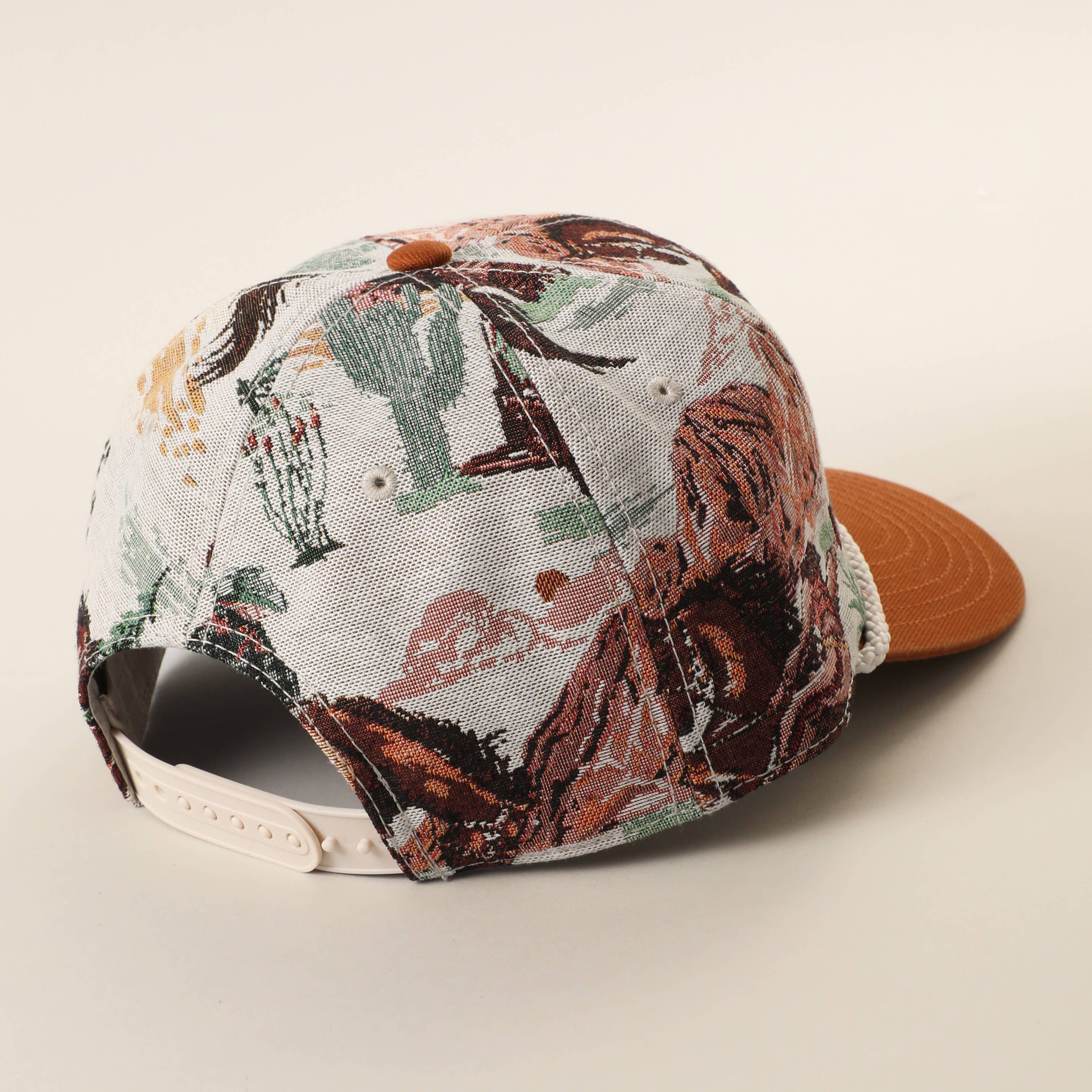 Vintage Western Rodeo Cowboy Tapestry Rope Trucker Hat: Copper / ONE SIZE