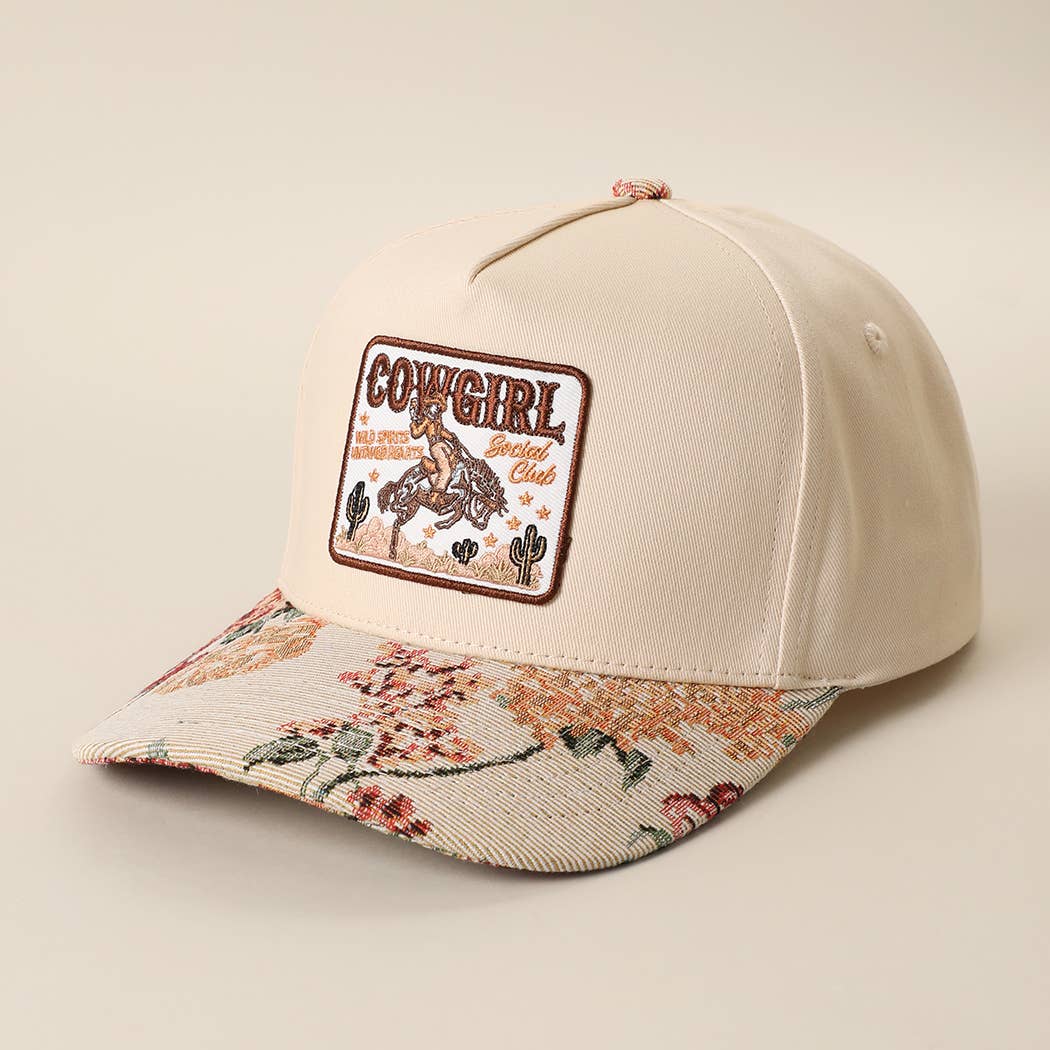 COWGIRL SOCIAL CLUB Patch Floral Tapestry Brim Trucker Hat: FLOWER-P26 / ONE SIZE