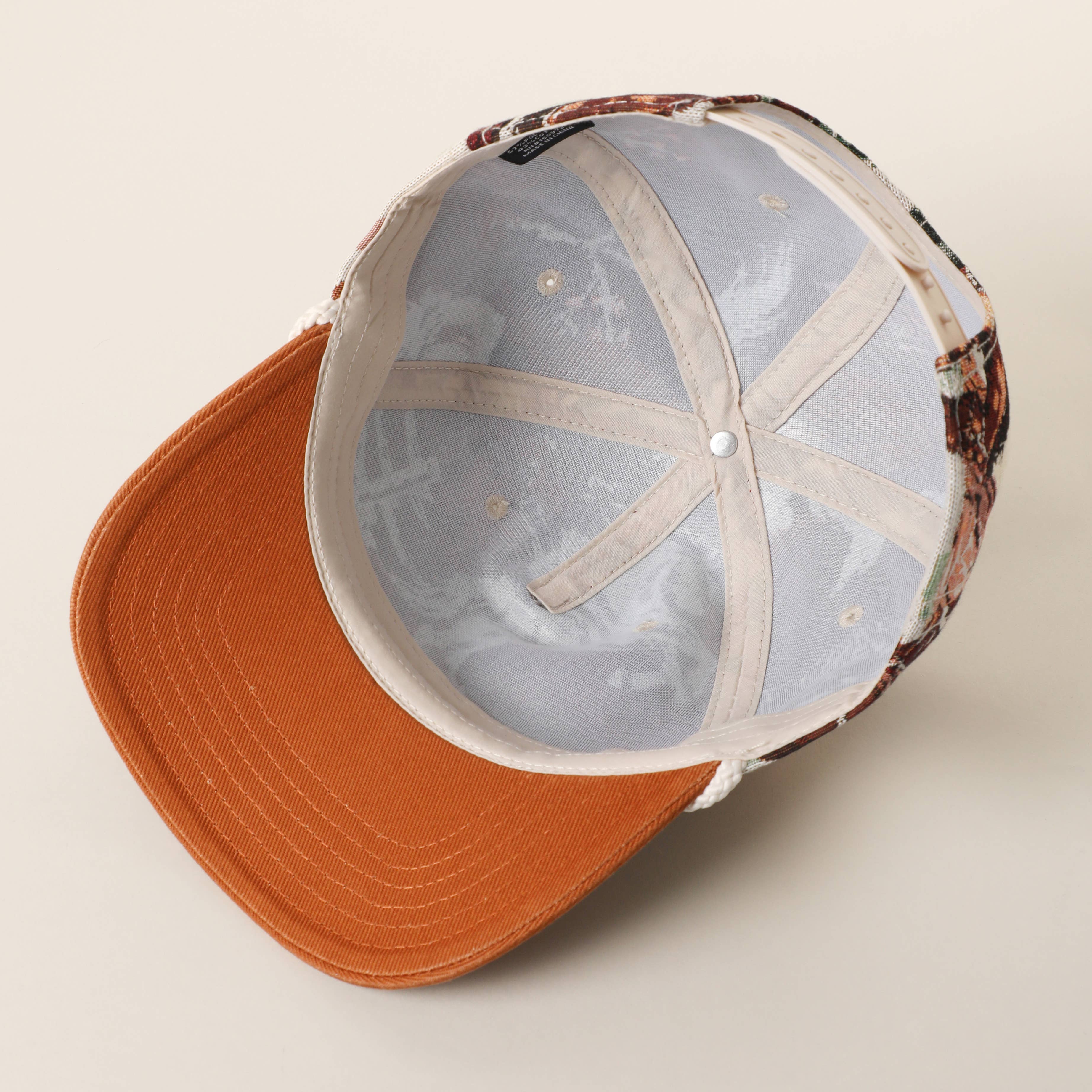 Vintage Western Rodeo Cowboy Tapestry Rope Trucker Hat: Copper / ONE SIZE