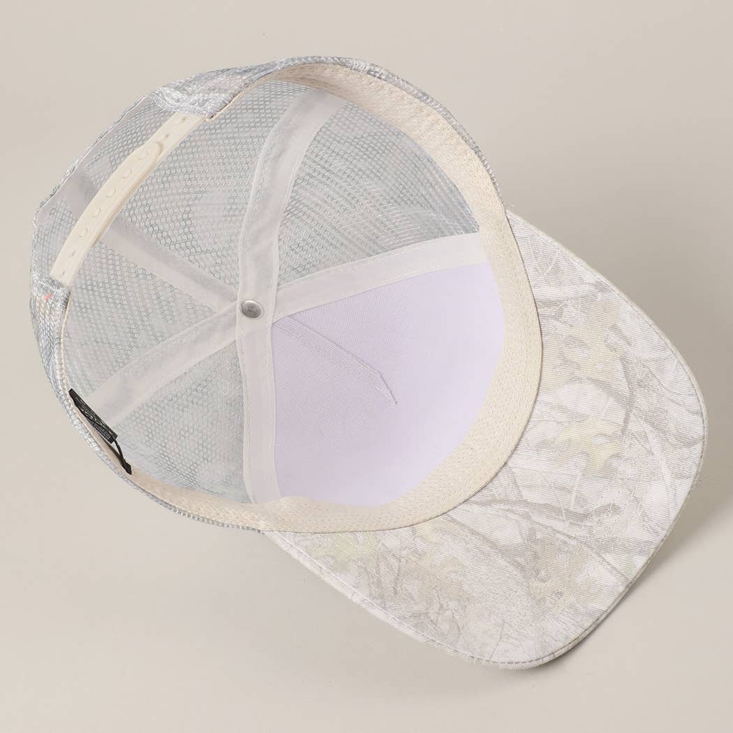 Cowboy Club Embroidery Patch Mesh Cap: BEIGE CAMO / ONE SIZE
