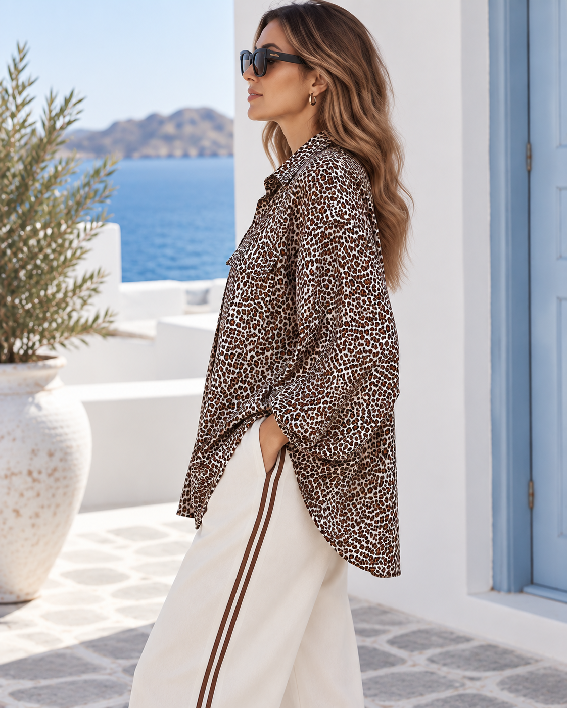 NINE NINE THREE SHIRT LEOPARD PRINT