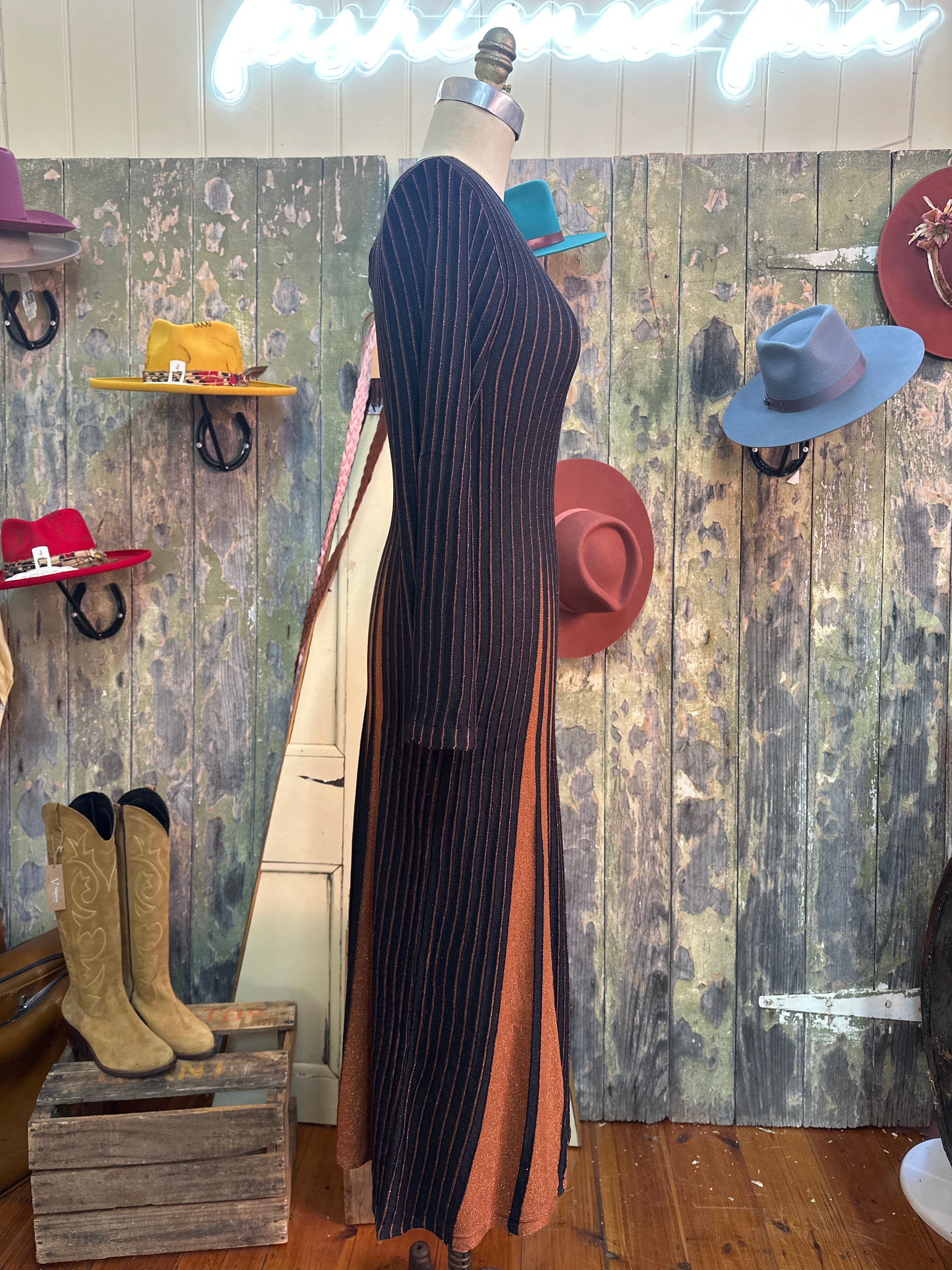 Angel Greece Two Tone Midi Knit Dress