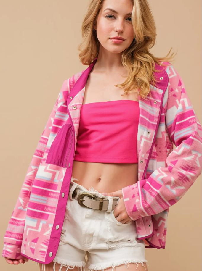 Blue B Cozy Aztec Fleece Print Outdoor Jacket
