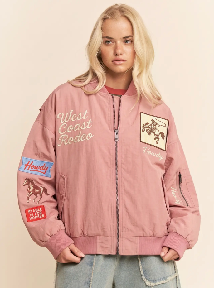 Rodeo Embroided Western Bomber Jacket