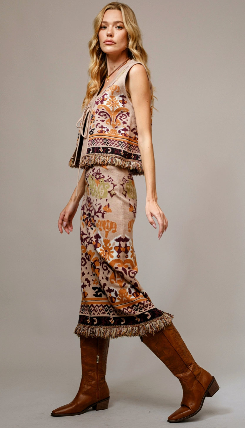 Blue B. Ethnic Knitted Skirt