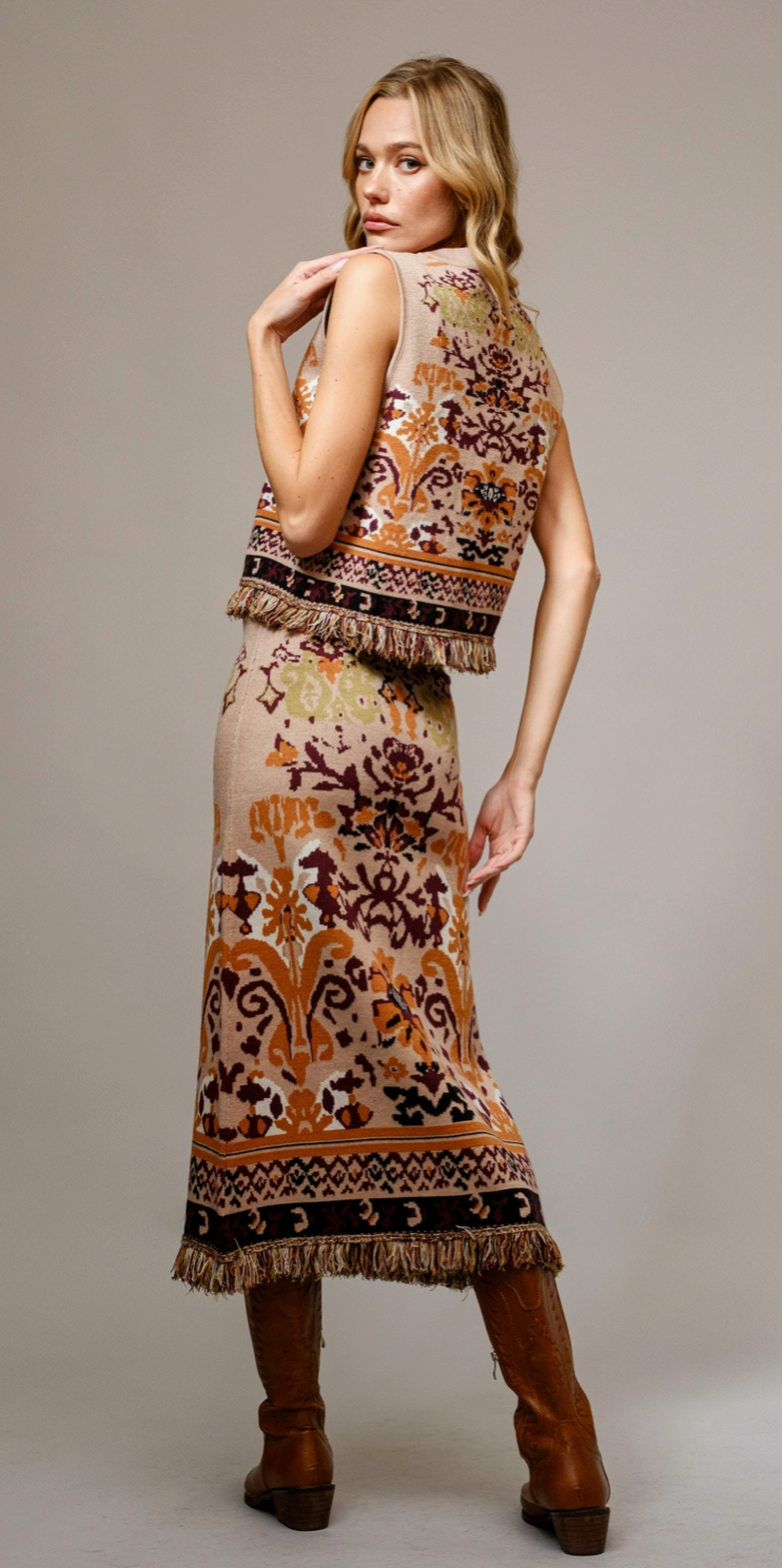 Blue B. Ethnic Knitted Skirt