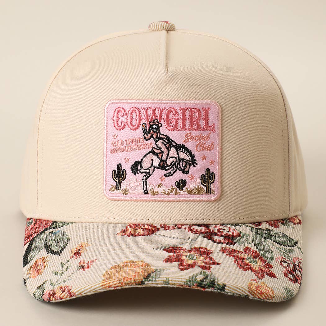 COWGIRL SOCIAL CLUB Patch Floral Tapestry Brim Trucker Hat: FLOWER-P26 / ONE SIZE