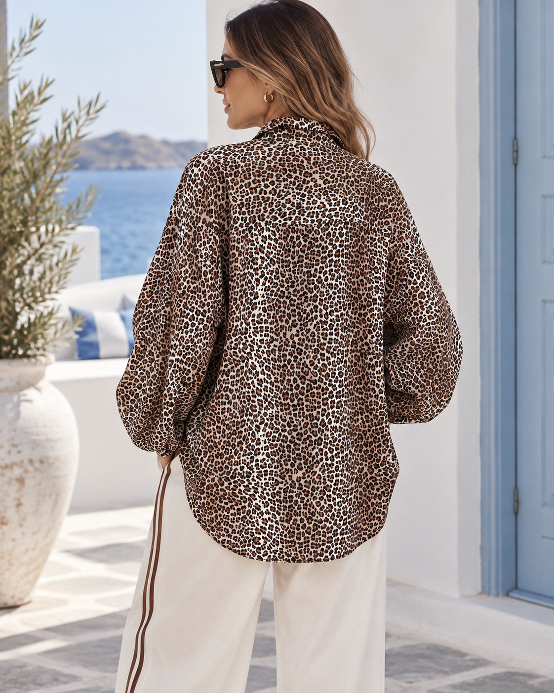 NINE NINE THREE SHIRT LEOPARD PRINT