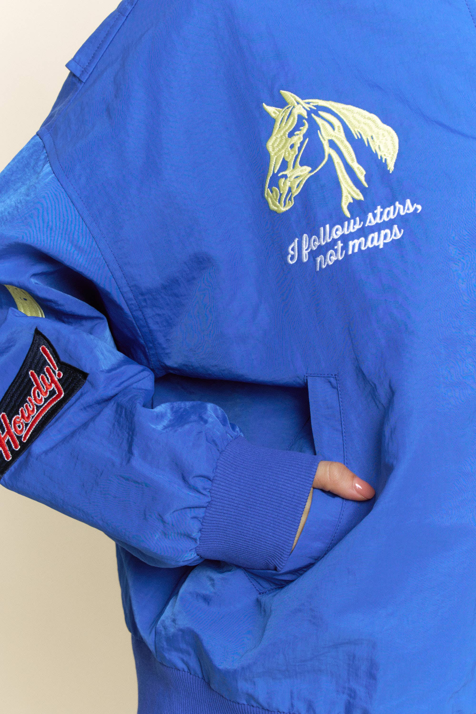 Embroidered Horse And Stars Bomber Jacket
