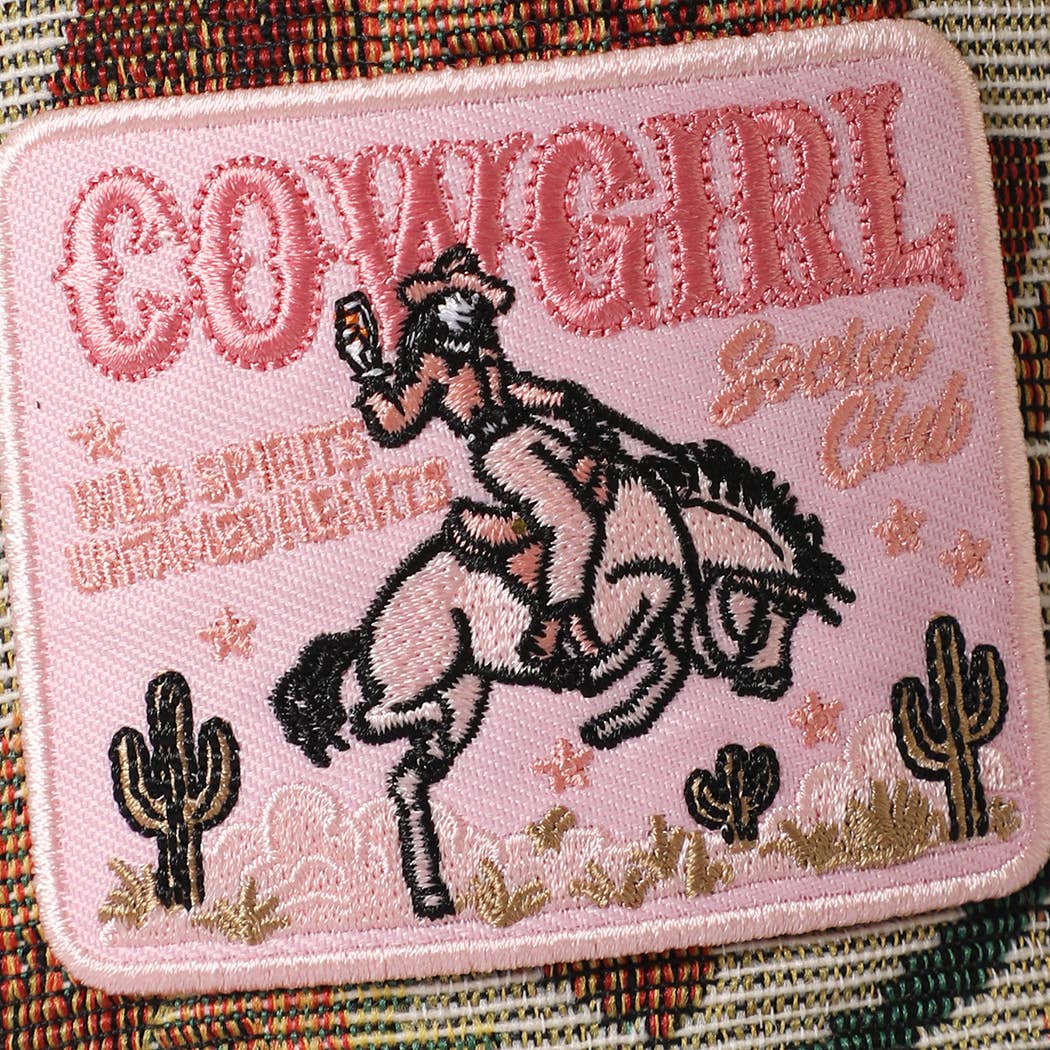 Pink COWGIRL SOCIAL CLUB Patch Western Tapestry Trucker Hat: LAVENDER-P27 / ONE SIZE